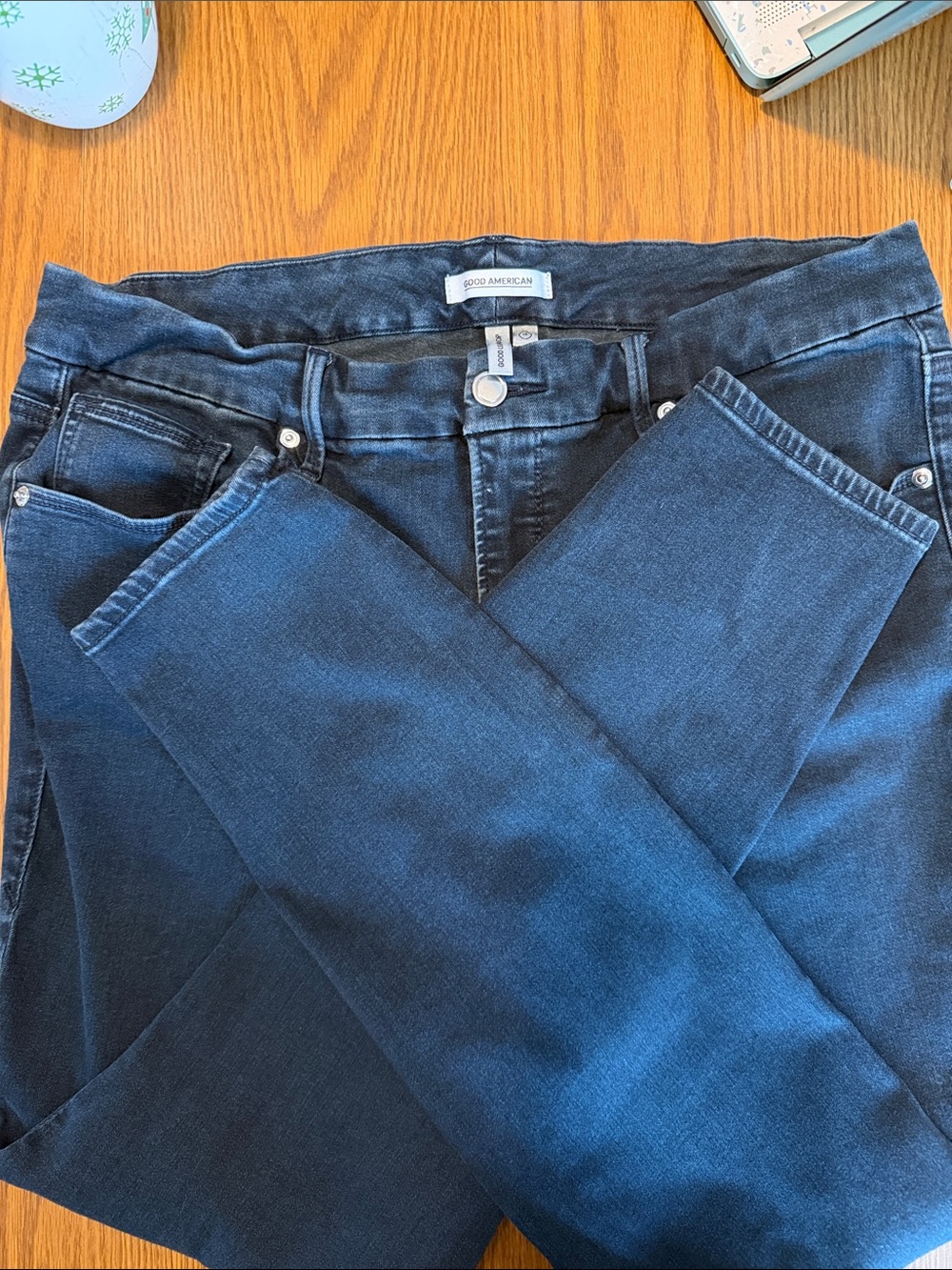 Good American Good Legs Grey Black Cropped Skinny Jeans Size 18